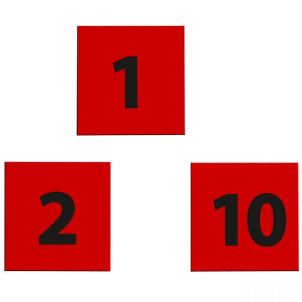 Nummerierungen quadratisch rot (1-10)